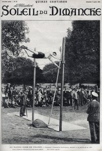Racing Club von Frankreich. Sheldon, französischer Meister, springt 2,95 m im Stabhochsprung. Gravur in „Le sun-du-dimanche“, 2. Juli von Unknown artist