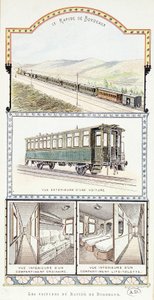 Eisenbahnen von Orléans: Außen- und Innenansichten der Bordeaux-Schnellwagen von Unknown artist