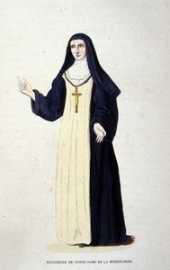Religiöse der Unserer Lieben Frau der Barmherzigkeit. Gravur aus einem Album über religiöse Orden, Paris