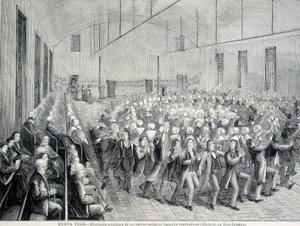 Religiöse Prozession der Shaker in New York. Illustration aus dem 19. Jahrhundert. von Unknown artist