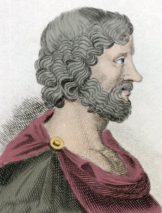 Darstellung von Aristippos von Kyrene (435-356 v. Chr.) griechischer Philosoph Schüler von Sokrates Gravur des 19. Jahrhunderts.