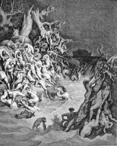 Darstellung der universellen Sintflut. 19. Jahrhundert, Gravur von Unknown artist