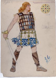 Darstellung der Figur „Siegfried“ für „Die Götterdämmerung“. „Der Ring des Nibelungen“ von Unknown artist
