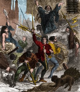 Revolte der Maillotins gegen die Steuer: Volksaufstand unter der Herrschaft von König Karl VI. von Valois im Jahr 1382 von Unknown artist