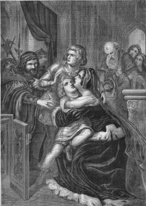 Richard III., König von England, entführt die Kinder seines Bruders Edward IV. (1452-1485) von ihrer Mutter. Gravur von 1860 nach dem Gemälde von Stilke von Unknown artist