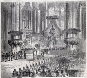 Risorgimento - Feier des Te Deum im Mailänder Dom in Anwesenheit der Könige von Italien und Frankreich von Unknown artist
