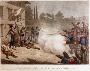 Risorgimento: Die Soldaten von Francesco IV. von Modena stürmen das Haus von Ciro Menotti in der Nacht des 03.02.1831
