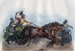 Römisches Wagenrennen oder Biga-Rennen (Bige) - Gravur aus „Usi e Costumi di Tutti i Popoli dell