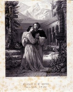 Rosina Stoltz und Gilbert Duprez im vierten Akt von „La Favorite“ von Gaetano Donizetti. 1840.