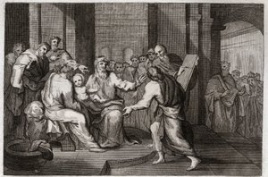 Royaumont-Bibel, Neues Testament: Beschneidung Jesu Christi. Illustration von 1811.