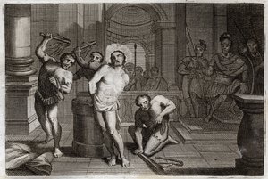 Royaumont-Bibel, Neues Testament: Geißelung von Jesus Christus. Illustration von 1811.
