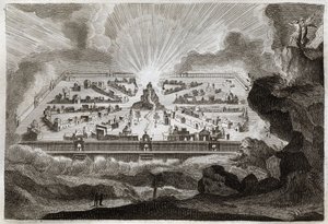 Royaumont-Bibel, Neues Testament: Neues Jerusalem. Der Engel zeigt dem heiligen Johannes das Neue Jerusalem. Illustration von 1811. von Unknown artist