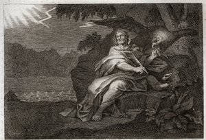 Bibel von Royaumont, Neues Testament: Der Evangelist Johannes mit dem Adler. Illustration von 1811. von Unknown artist