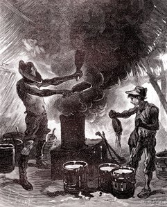 Gummivorbereitung oder Vulkanisation im brasilianischen Wald von Unknown artist