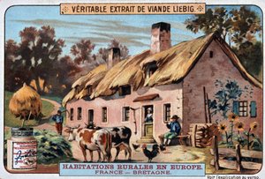 Ländliche Behausung der Bretagne - Chromo. Liebig, ca. 1895 von Unknown artist