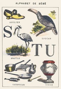 S T U: Schuh, Spatel, Tukan, Utensilien, Urne