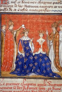 Krönung von Ludwig VIII. und Blanche de Castile - Miniatur des Mittelalters (Ref. 512, 345v) Genehmigung der Stadtbibliothek Toulouse einholen (Tel.: 05 62 27 66 66) von Unknown artist
