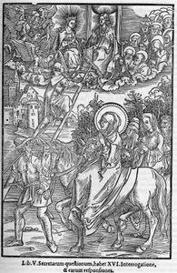 Heilige Brigitte von Schweden (1303-1373). Witwe, Gründerin des Ordens des Heiligen Erlösers. Gravur in „Memoriale effigiatum librorum prophetiarum seu visionum“ 1556.