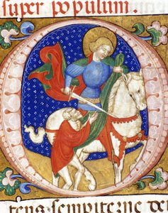 Der heilige Martin teilt seinen Mantel mit einem Armen. Miniatur aus dem 15. Jahrhundert. Biblioteca Nazionale Braidense von Unknown artist