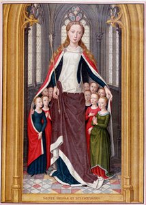 Die Heilige Ursula beherbergt ihre Gefährtinnen unter ihrem Mantel, nach der Jagd der Heiligen Ursula, Brügge, Memling von Unknown artist