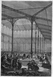 Fischverkauf bei der Auktion in den Halles de Paris im Jahr 1866 (Pavillon Baltard) von Unknown artist