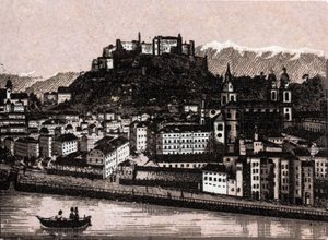 Salzkammergut Region, Österreich: Salzburg vom Kapuzinergarten. in „Die Welt illustriert 168 Ansichten“ Undatiert (spätes 19. Jahrhundert) von Unknown artist