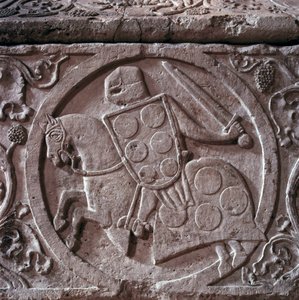Sarkophag des Ritters der Palastfamilie (wahrscheinlich Hugh des Palastes), Detail des unteren Reliefs von Unknown artist