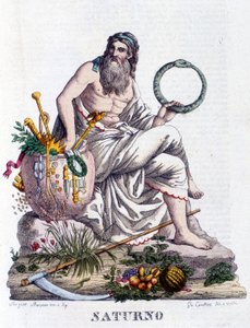 Saturn. Auf Latein Saturnus (entspricht dem griechischen Gott Kronos)