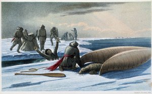 Robbenjagd: „Robbenjagd im Golf“ - in „Exploration of the Labrador Peninsula“ von Hind, London