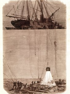 Suche nach gesunkenen spanischen Galeonen in der Bucht von Vigo im Jahr 1702. Seite aus „Emporio Picturesco“ 1871 von Unknown artist