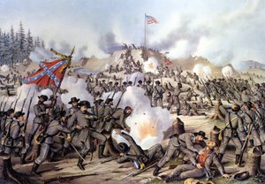 Sezessionskrieg 1861 - 1865 (oder Amerikanischer Bürgerkrieg): Schlacht von Fort Sanders oder Fort Loudon (Tennessee) am 29.11.1863. Gravur aus dem 19. Jahrhundert