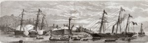 Zweiter Italienischer Unabhängigkeitskrieg, Italienfeldzug von 1859: Napoleon III. (1808-1873) im Hafen von Genua 12.05.1859 - Ankunft der Franzosen in Genua, 12. Mai