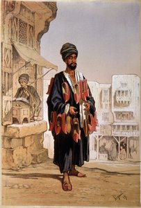 Verkäufer von Pantoffeln und Wasserpfeifenraucher in Ägypten von Unknown artist