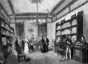 Geschäft der Compagnie Moka Zanzibar, Kaffeehaus in Paris. von Unknown artist