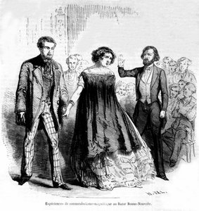 Schlafwandlerische Erfahrungen: Magnetismus und Hypnose im Bazaar de la Bonne-Nouvelle, Gravur von 1885 von Unknown artist