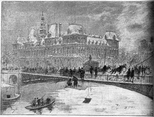 Einsturz der Brücke von Arcole in Paris 1888 von Unknown artist