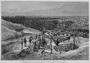 Südafrikanische Diamantenminen: pferdegezogene Kiesmühle - in „Tour du Monde“, 2. Woche 1878