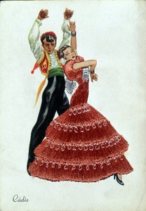 Spanische Flamenco-Tänzer in traditioneller Kleidung