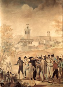 Spanischer Unabhängigkeitskrieg (1808-1814): Verhaftung eines französischen Bürgers in der Nähe von Manresa, anonymes Gemälde