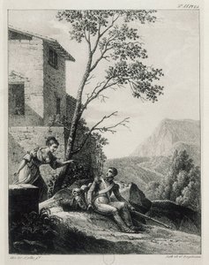 Spanische Frau warnt einen Soldaten vor der Ankunft des Guerilleros El Empecinado von Unknown artist