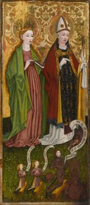 St. Barbara und St. Valentin mit Caspar von Laubenberg und seinen Söhnen, ca. 1450 von Unknown artist