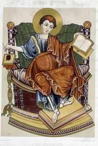 Sankt Lukas Evangelist - Chromo. 19. Jahrhundert nach einem Dokument des 8. Jahrhunderts