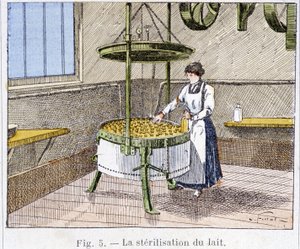 Sterilisation von Milch - Gravur, Ende 19. Jahrhundert von Unknown artist