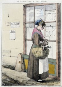 Ofen mit Geld für Einkäufe - Gravur von Unknown artist