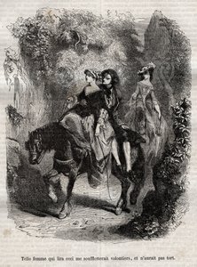 Eine Frau, die dies liest, würde mir gerne einen blasen und hätte nicht Unrecht. - Illustration für die „Bekenntnisse“ von Jean-Jacques Rousseau - Gravur von 1849