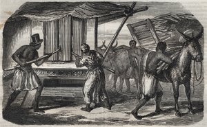 Zuckerherstellung: eine Zuckerrohrmühle in einer Zuckerfabrik in Westindien. Gravur von 1859