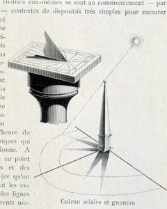 Sonnenuhr und Gnomon (17. Jahrhundert) - Gravur in „Das Universum und die Menschheit“ von Kraemer von Unknown artist
