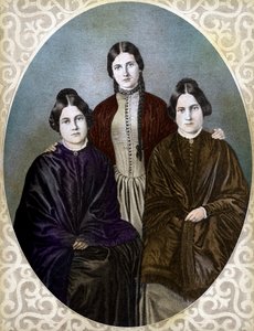Die FOX-SCHWESTERN Margaretta, Kate und Leah, Pionierinnen des Spiritualismus (Fox-Schwestern: von links nach rechts: Margaret oder Maggie (1837-1893), Kate (1828-1892) und Leah (1814-1880), Pionierinnen des Spiritualismus) von Unknown artist