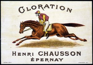 Etikett von „Glorination Henri Chausson Epernay“: Reiten, 19. Jahrhundert