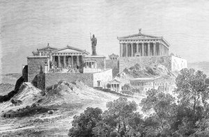 Die Akropolis von Athen. Gravur aus dem späten 19. Jahrhundert von Unknown artist